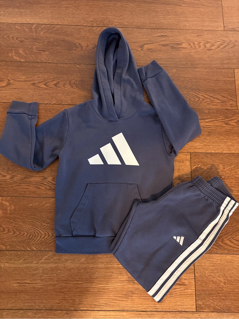 adidas Kids Navy Blue Hoodie & Joggers Set
